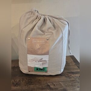 Bed Theory Co. Four Piece Gauze King White/Cream Sheet Set Soft Unique Texture